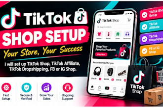 set up tik tok shop, tik tok affilaite tiktok dropshipping fb or ig shop
