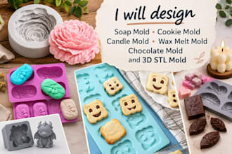 design soap mold cookie mold candle wax melt mold chocolate mold and 3d stl mold