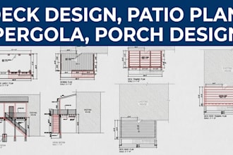 draw 2d deck pergola shed and porch plans for building permits