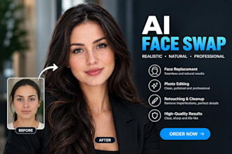 do realistic ai face swap, face replacement and professional photo editing