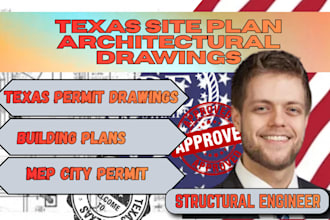 do texas site plan architectural structural mep city permit residential drawings