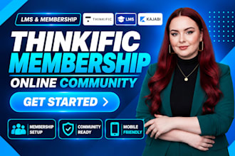 thinkific membership setup lms online community, kajabi thinkific website expert