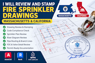 review and stamp massachusetts and california   fire sprinkler drawings