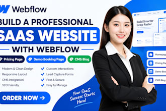 build webflow saas website, pricing page, demo booking page, cms blog