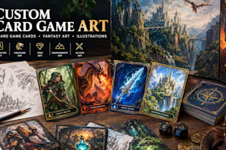design custom card game art board game cards fantasy trading card visual artwork
