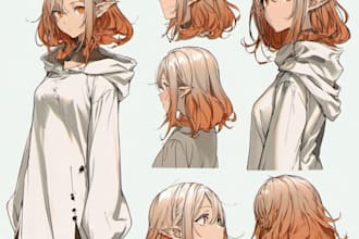 draw character sheet for your oc, waifu and husbando