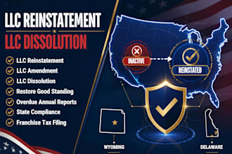 do US llc or corp reinstatement, llc dissolution, ein closure and corporation