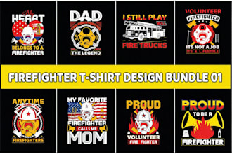 design custom firefighter t shirt graphics professionally