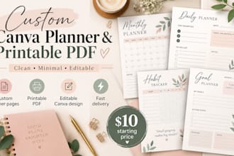 create clean canva planners, pdfs and printable designs