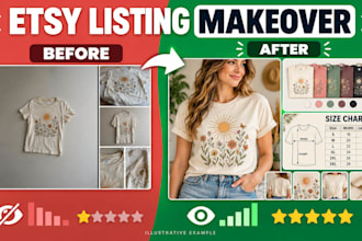 create etsy pod listing images with mockups and size charts