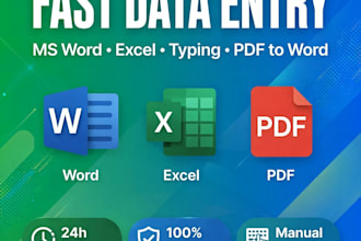 do fast data entry, ms word, excel typing and pdf to word