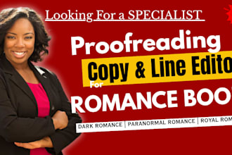 proofread and copy edit your romance novel, ya fiction book, book editor