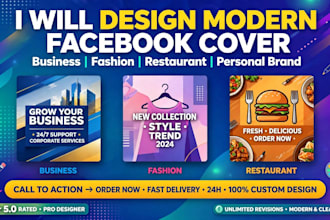 design modern facebook cover, fb banner and profile picture