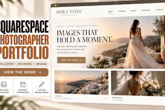 design squarespace photographer portfolio website, galleries and booking website