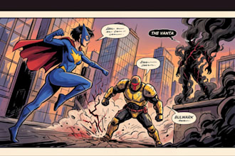 draw superhero comic book art and indie comic pages