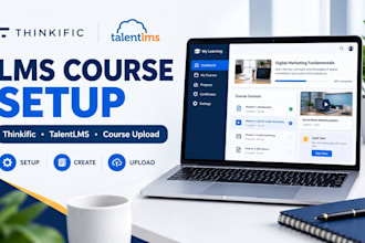 setup thinkific talentlms, create and upload your online course