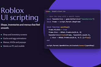 script roblox UI for shops, inventories and menus