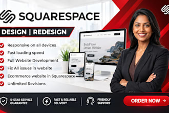 design, redsign and revamp your squarespace website for growing business brands