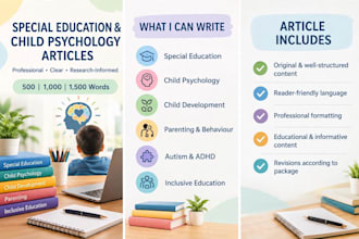 write articles on special education and child psychology