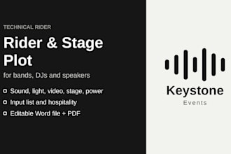 a professional technical rider and stage plot for your show