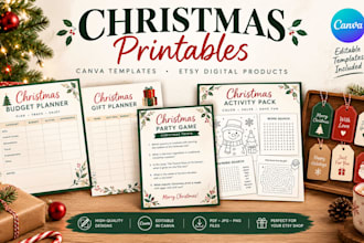 design christmas printables and canva templates for etsy