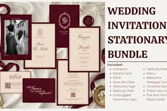 design an amazing wedding party stationery and signs bundle