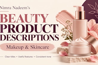 write product descriptions for makeup and skincare listings