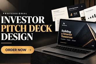 design investor pitch deck, startup pitch deck and presentation