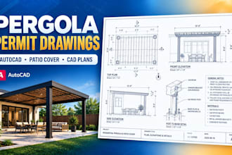 draft pergola and patio cover permit drawings in autocad