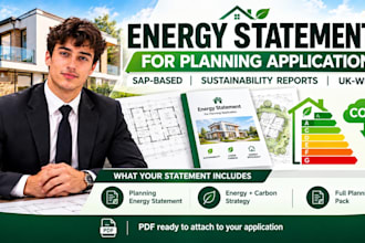 write a planning energy statement, sustainability report UK, energy efficiency