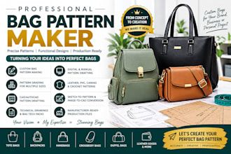 be digital handbag backpack totes bag sewing pattern design and tech pack