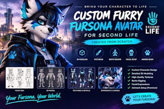 create a custom furry fursona avatar for second life from scratch