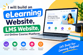 build an elearning website, lms website, and online course platform