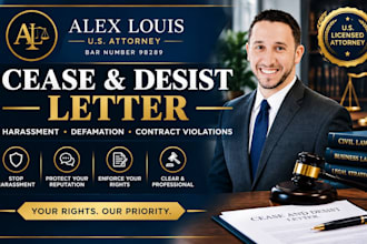 draft a cease and desist letter for defamation or harassment