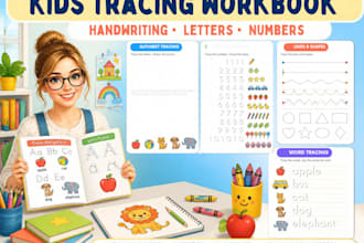 illustrate kids tracing and handwriting workbooks
