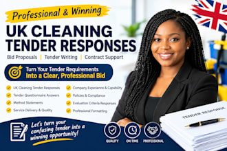 write UK cleaning tender bids, proposals and professional tender responses