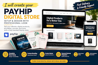 design and set up a professional payhip store for digital products