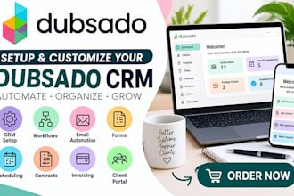 setup dubsado CRM, workflows, automation, forms and branded client portal