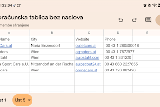 research businesses and list their contacts in a spreadsheet