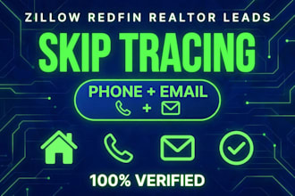 provide zillow redfin realtor leads with skip tracing phone email
