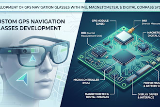 develop gps navigation glasses with imu magnetometer and digital compass system