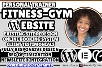 design personal trainer website, fitness coach website, gym, fitness website