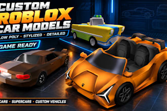 create custom roblox car model, 3d vehicle and low poly game assets