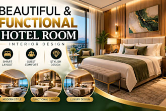 create a beautiful and functional hotel room interior design