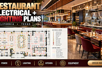 design restaurant electrical plans and lighting in california, texas