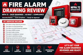 fire alarm shop drawing review nfpa 72 as built, fire alarm submittal