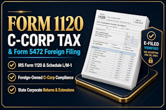 prepare form 1120 corporate tax return, form 5472, and c corp state tax filing