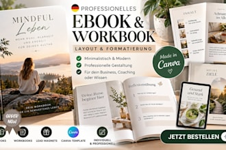 design minimalist german wellness ebooks journals yoga workbooks PDF layout