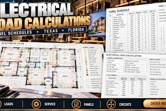 design electrical load calculations and panel schedules in texas, florida