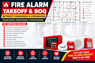 fire alarm takeoff boq retrofit drawings expansion, voice evacuation